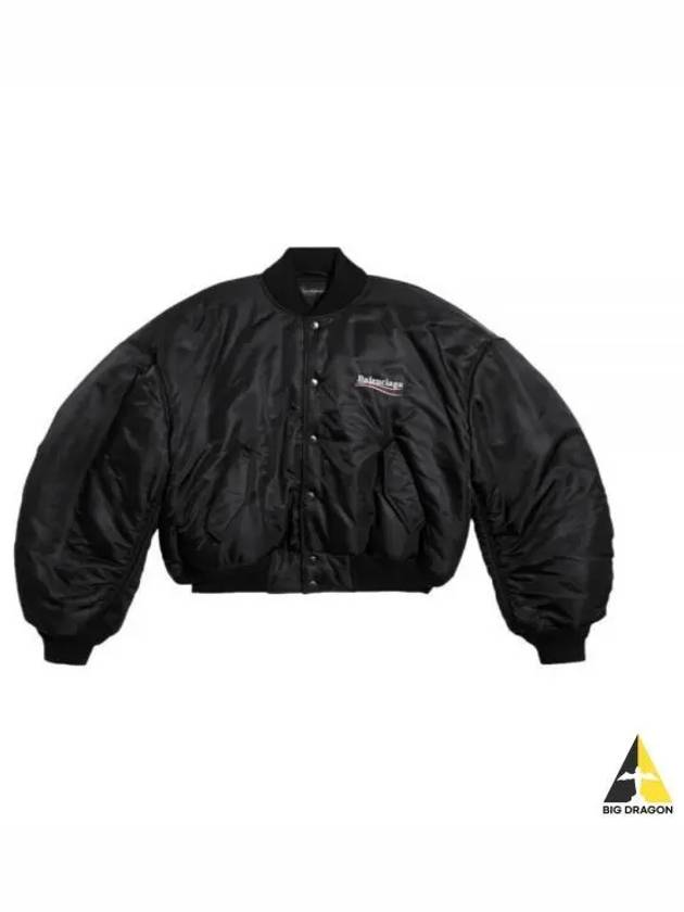 Embroidered Logo Bomber Jacket Black - BALENCIAGA - BALAAN 2