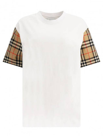 Vintage Check Sleeve Short Sleeve T-Shirt White - BURBERRY - BALAAN 1