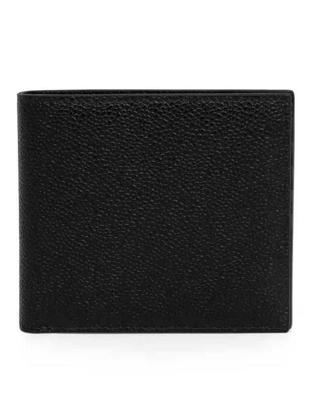 Pebble Grain Leather Half Wallet Black - THOM BROWNE - BALAAN 3