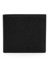 Pebble Grain Leather Half Wallet Black - THOM BROWNE - BALAAN 2