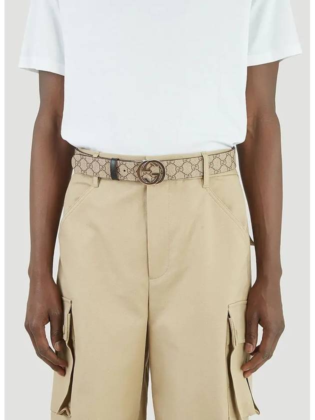 GG Interlocking Motif Buckle Supreme Coated Canvas Belt Beige - GUCCI - BALAAN 3