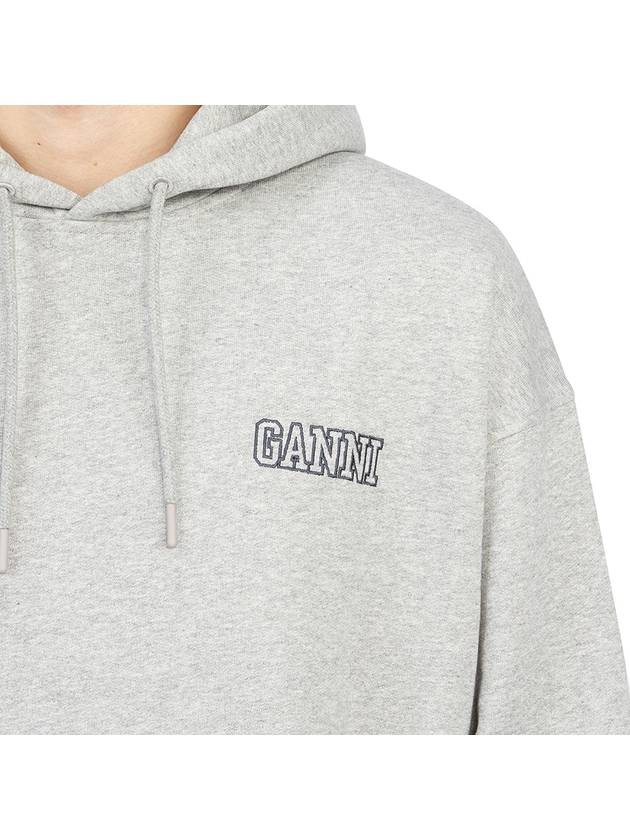 Logo Printing Hoodie Grey - GANNI - BALAAN.