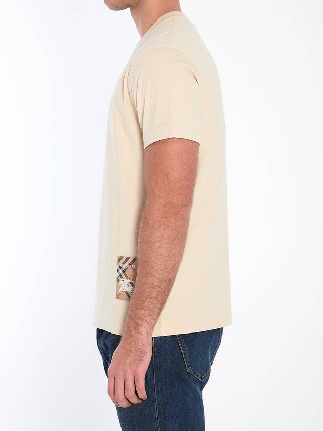 Check Label Cotton Short Sleeve T-Shirt Beige - BURBERRY - BALAAN 4