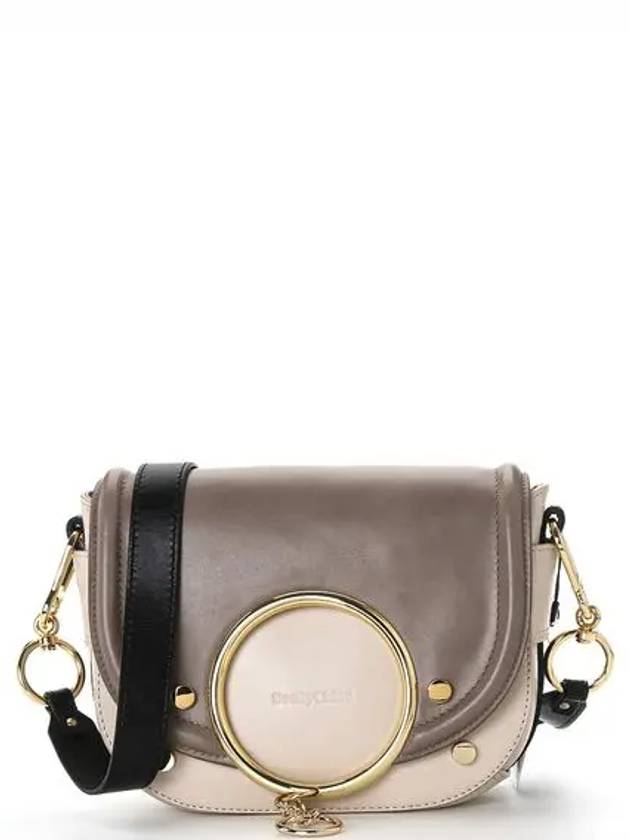 Two-Tone Smooth Leather Oversized Ring Mara Shoulder Bag Beige Ivory - CHLOE - BALAAN 2