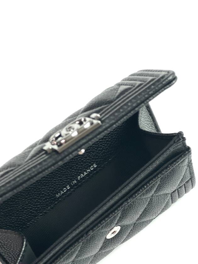 Boy  Flap Card Holder Grained Calfskin Ruthenium Black - CHANEL - BALAAN 6