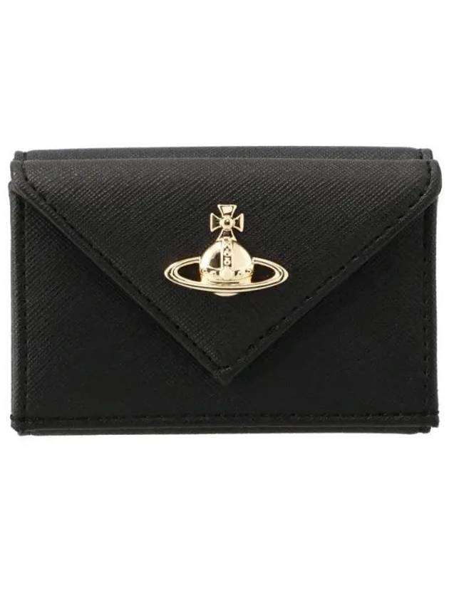 Logo Plaque Foldover Half Wallet Black - VIVIENNE WESTWOOD - BALAAN 2