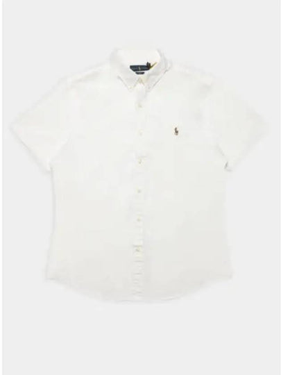 Embroidered Logo Oxford Short Sleeve Shirt White - POLO RALPH LAUREN - BALAAN 2