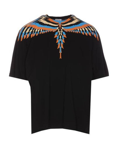 Optical Wings Printed Short Sleeve T-shirt Black - MARCELO BURLON - BALAAN 2