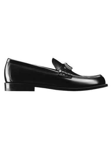 Granville CD Logo Leather Loafers Black Polished - DIOR - BALAAN 1