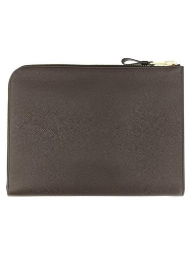 Logo Grain Leather Buckley Clutch Bag Brown - TOM FORD - BALAAN 1