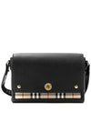 Leather and Vintage Check Note Crossbody Bag Black - BURBERRY - BALAAN 2