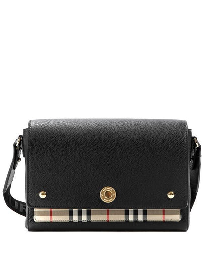 Leather and Vintage Check Note Crossbody Bag Black - BURBERRY - BALAAN 2