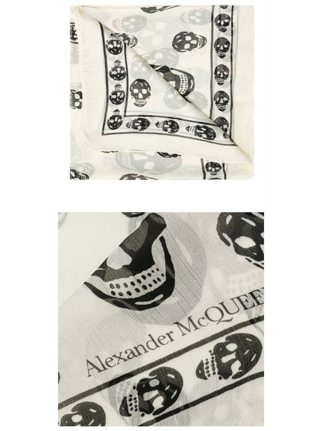 Skull Print Silk Scarf white - ALEXANDER MCQUEEN - BALAAN 5