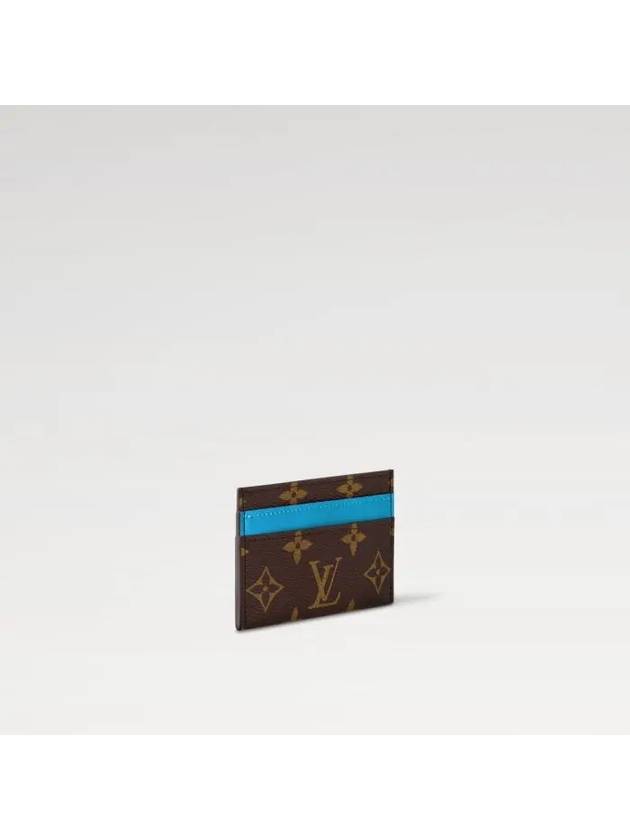 Double Card Wallet Brown Blue - LOUIS VUITTON - BALAAN 3