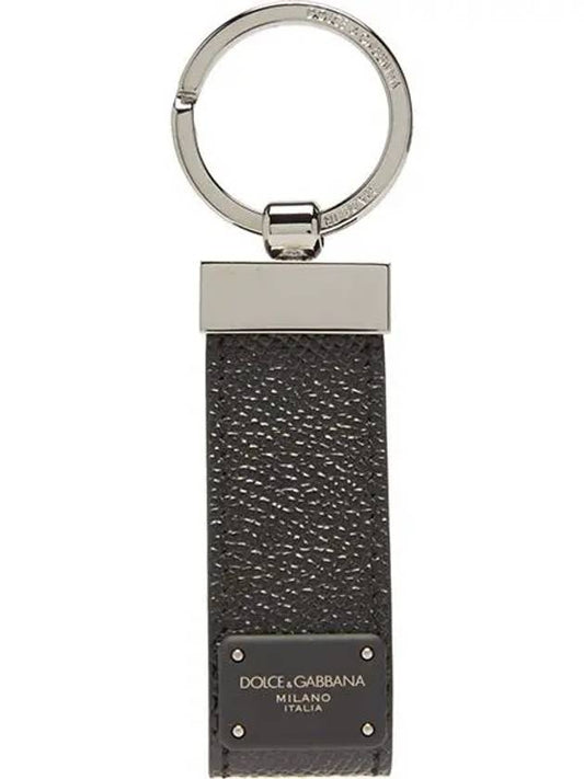 Logo Hardware Patch Strap Leather Key Holder Black - DOLCE&GABBANA - BALAAN 2