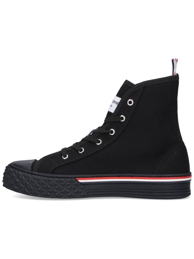 RWB Stripe Canvas Tartan Sole Collegiate High Top Sneakers Black - THOM BROWNE - BALAAN 4