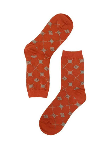 Argyle Pattern Socks Orange - UNALLOYED - BALAAN 1