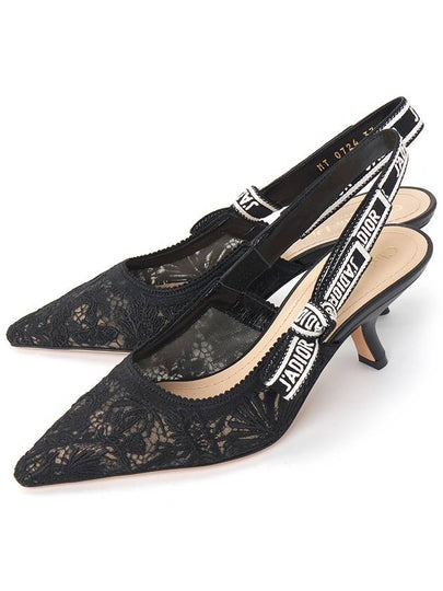 J'adior Chardons Embroidered Mesh Slingback Heel Black - DIOR - BALAAN 2