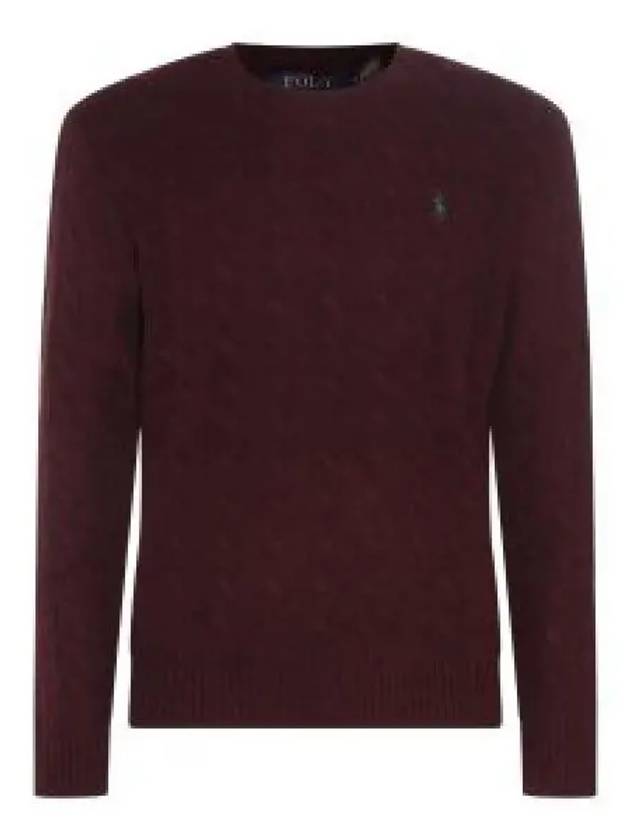 Embroid Logo Cable Knit Top Wine - POLO RALPH LAUREN - BALAAN 2