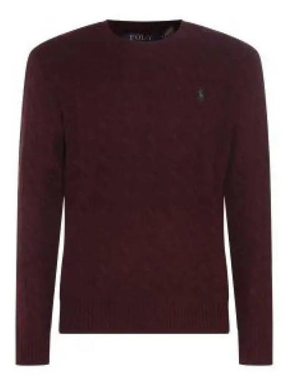 Embroid Logo Cable Knit Top Wine - POLO RALPH LAUREN - BALAAN 2