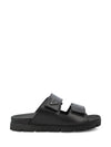 Strap Leather Sandals Black - PRADA - BALAAN 1