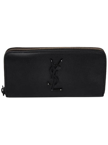 Saint Laurent 617415 Black Monogram Leather Silver Around Zipper Long Wallet - SAINT LAURENT - BALAAN 1