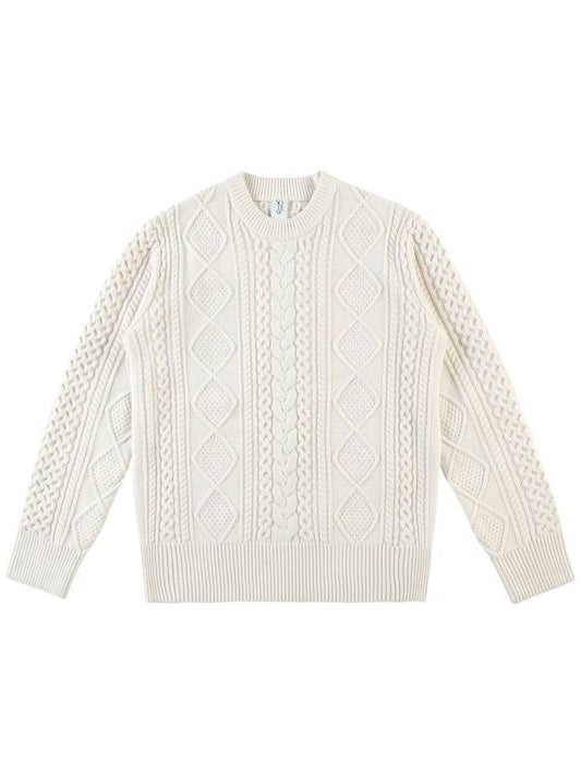 Men's Round Fisherman Sweater Ivory - SOLEW - BALAAN 2