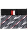 Three Stripes Tab Monogram Double Side Card Wallet Medium Grey - THOM BROWNE - BALAAN 1