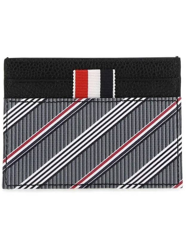 Three Stripes Tab Monogram Double Side Card Wallet Medium Grey - THOM BROWNE - BALAAN 1