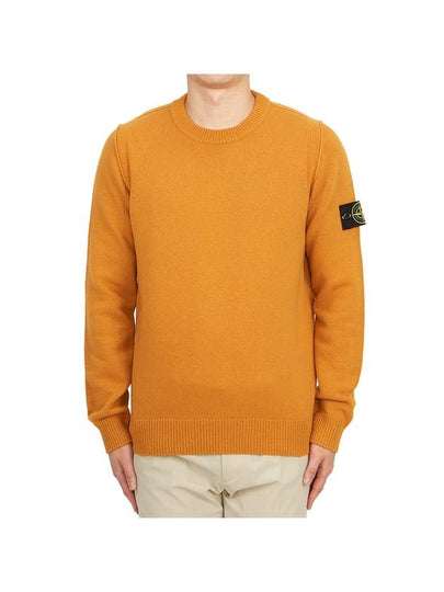 Logo Patch Crew Neck Wool Knit Top Orange - STONE ISLAND - BALAAN 2