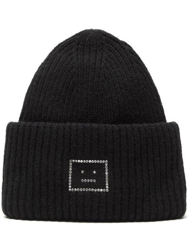 Rhinestone Logo Beanie Black - ACNE STUDIOS - BALAAN 1