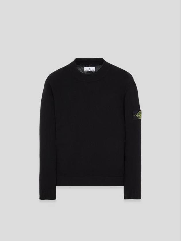 Mock Neck Virgin Wool Knit Top Black - STONE ISLAND - BALAAN 3