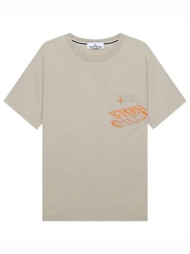 lettering logo print pocket t shirt - STONE ISLAND - BALAAN 1