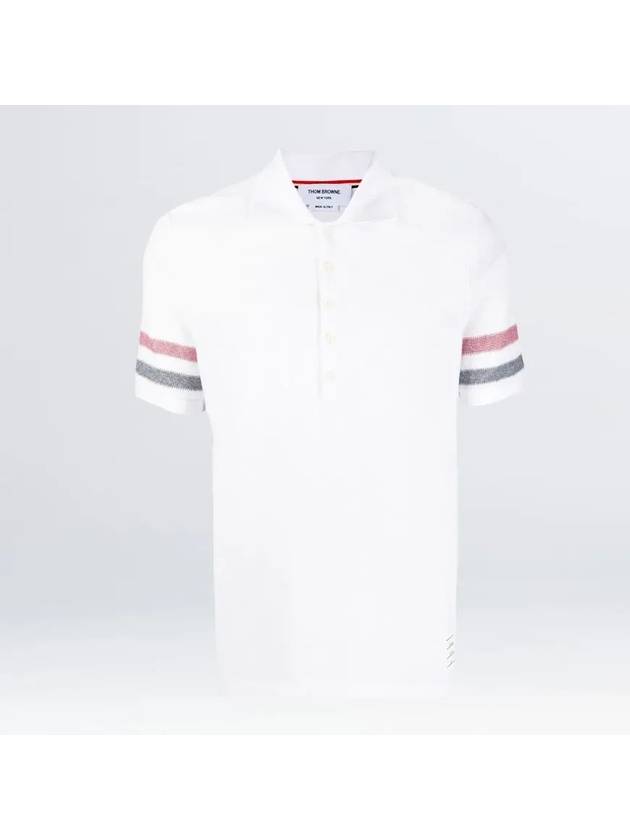 Men's RWB Stripe Cotton Polo Shirt White - THOM BROWNE - BALAAN 2