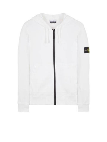 Compass Badge Zip Up Hoodie White - STONE ISLAND - BALAAN 1