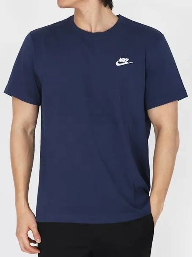 NSW Club French Terry Short Sleeve T-Shirt Navy - NIKE - BALAAN 2