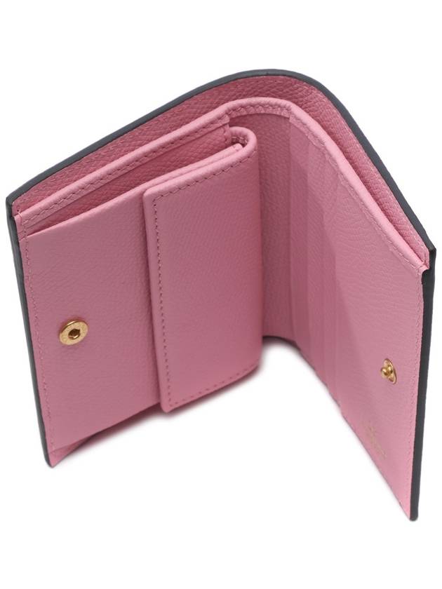 Compact V Logo Signature Calfskin Half Wallet Pink - VALENTINO - BALAAN 7