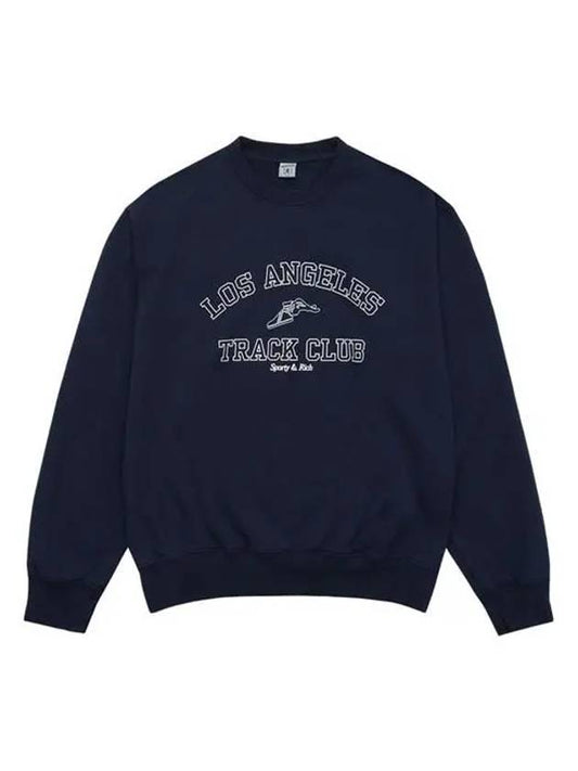 Logo Crew Neck Cotton Sweatshirt Navy - SPORTY & RICH - BALAAN 2