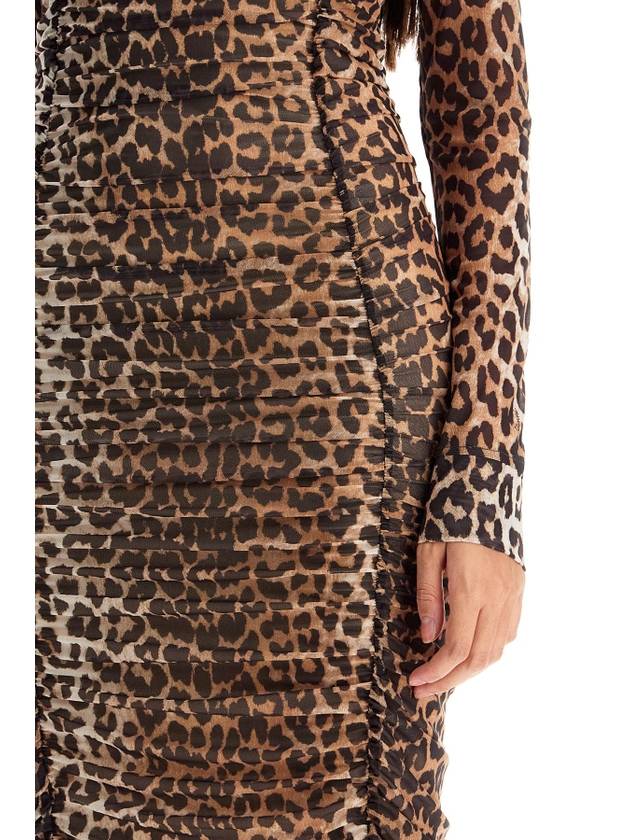 "animal print midi dress in mesh - GANNI - BALAAN 4