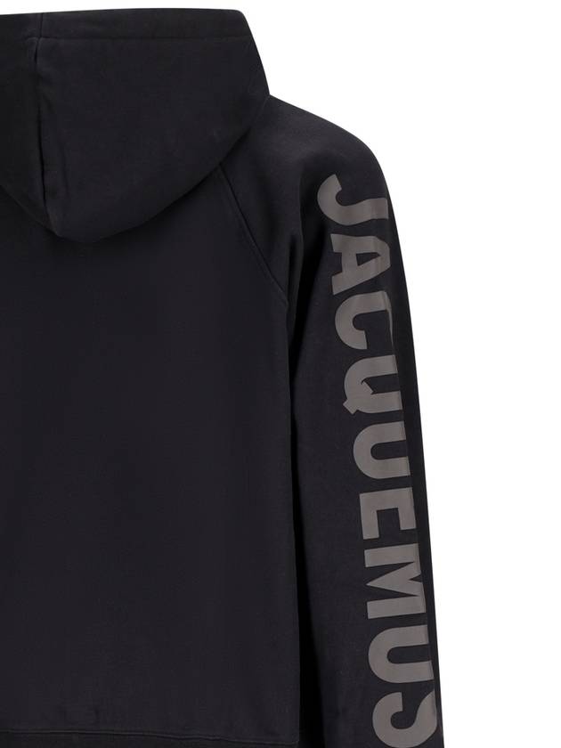 Le Typo Classic Fit Cotton Hoodie Black - JACQUEMUS - BALAAN 4