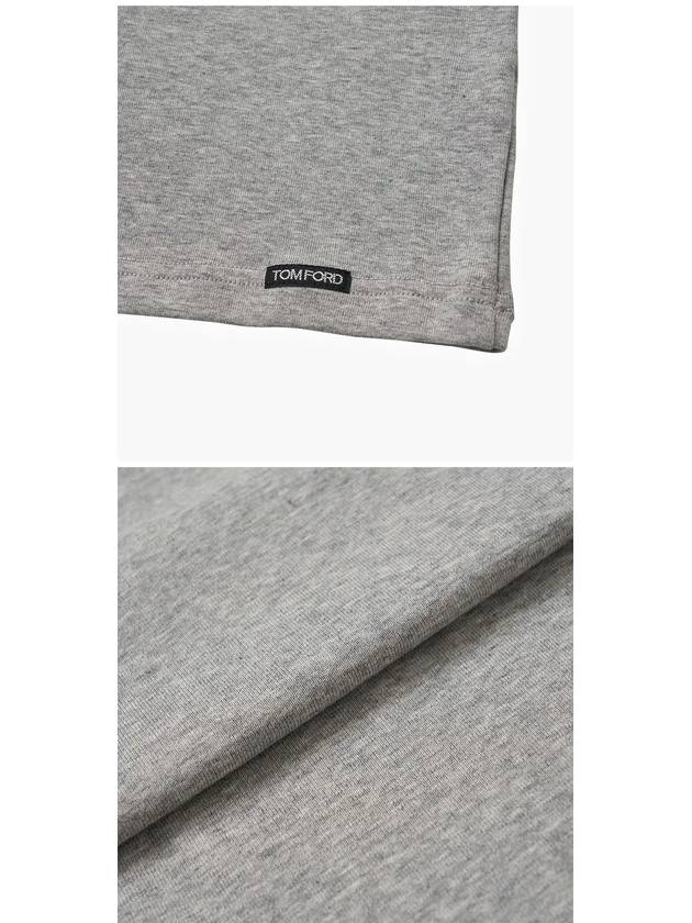 Cotton V-neck Short Sleeve T-Shirt Grey - TOM FORD - BALAAN 4