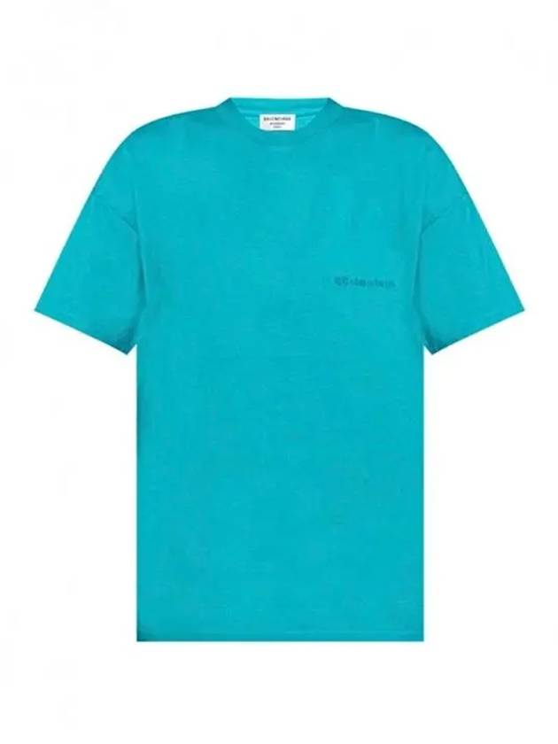 Logo Short Sleeve T-Shirt Blue - BALENCIAGA - BALAAN 6