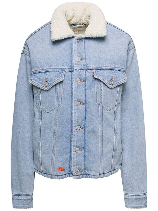 'Sherpa Trucker' Light Blue Jacket With Logo Patch In Cotton Denim Erl X Levi'S - ERL - BALAAN 1