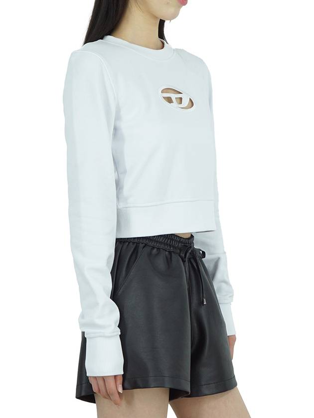 F Slimmy Cutout Logo Crop Sweatshirt White - DIESEL - BALAAN 7