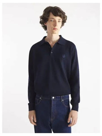 Men s Foxhead Patch Polo T shirt Sweatshirt Ink Blue Domestic Product GM0024071749668 - MAISON KITSUNE - BALAAN 1