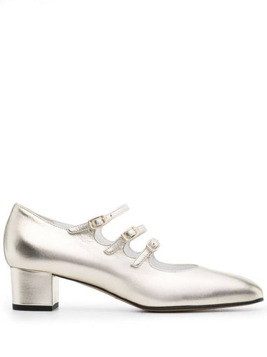 Carel Paris Platinum Laminated Leather Mary Jane Pumps Shoes - CAREL - BALAAN 1