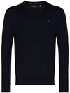 Embroidered Logo Crew Neck Knit Top Navy - POLO RALPH LAUREN - BALAAN 2