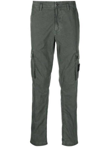 Wappen Patch Old Treatment Slim Fit Cargo Straight Pants Musk Green - STONE ISLAND - BALAAN 1