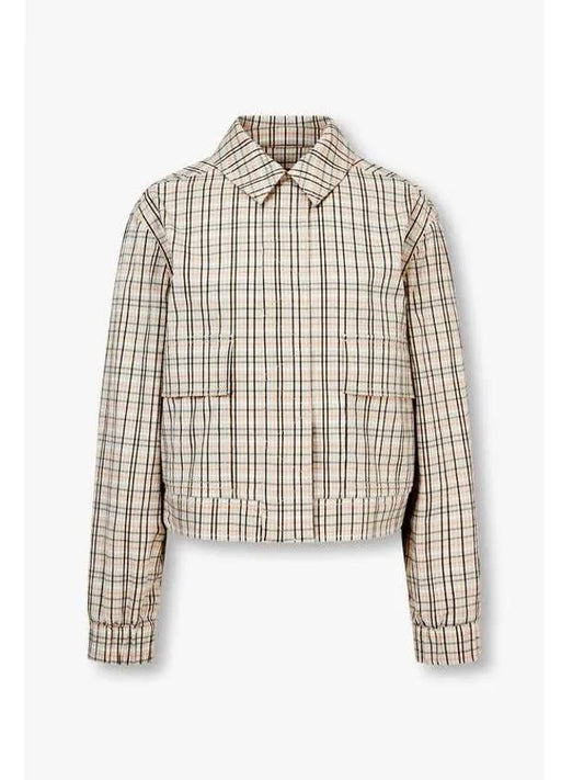 PS Women s Check Seersucker Collar Jacket Beige - PAUL SMITH - BALAAN 1