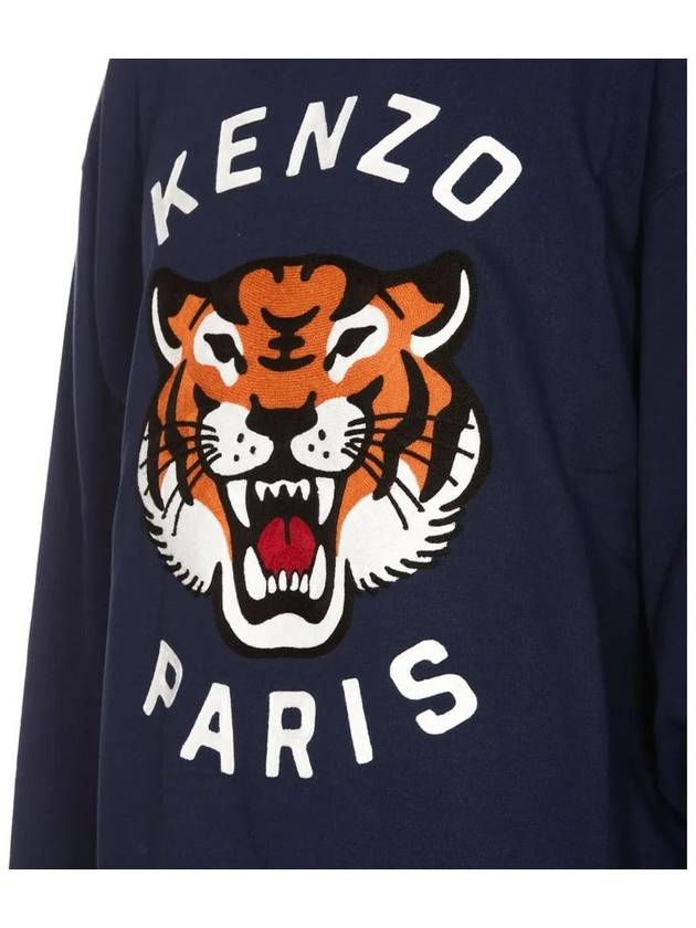 Lucky Tiger Embroidered Oversized Sweatshirt Navy - KENZO - BALAAN 4